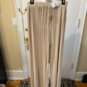 Chic Beige Pleated Wide Leg Pants